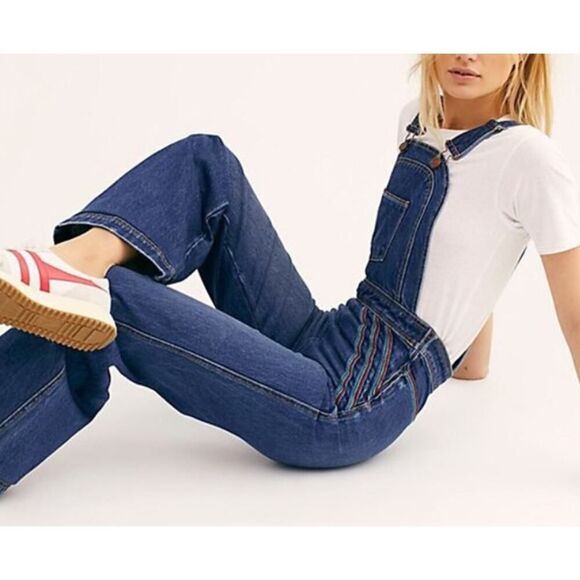 Free People Rainbow Connection Blue Flare & Wide Leg Jeans - Picture 4 of 14